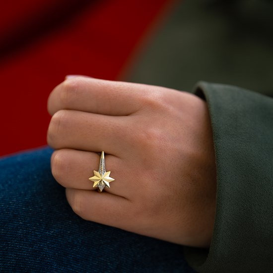 Cetaş Taşlı Kuzey Yıldızı 14 Ayar Altın Yüzük