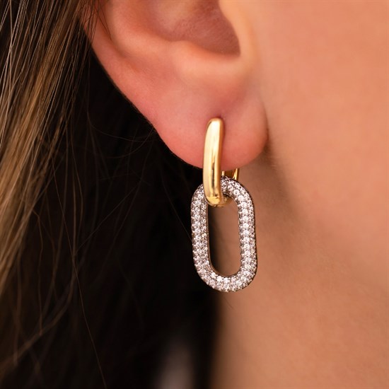 Cetaş Eterna Taşlı Sallantılı 14 Ayar Altın Küpe