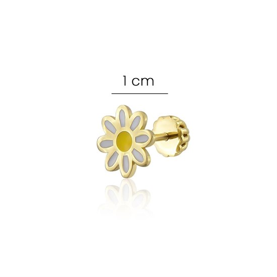 Papatya Vidalı Çocuk Küpe 14 Ayar Altın