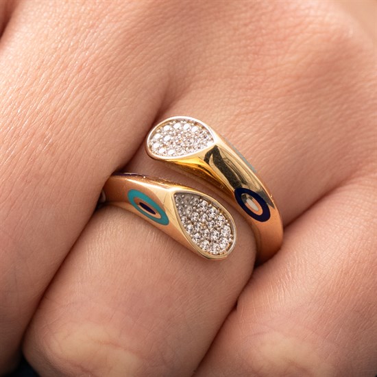 Cetaş Fortuna Nazar Mineli Taşlı 14 Ayar Altın Yüzük