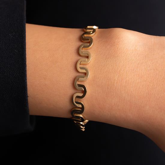 Dalga Model  Altın Bileklik 14 Ayar