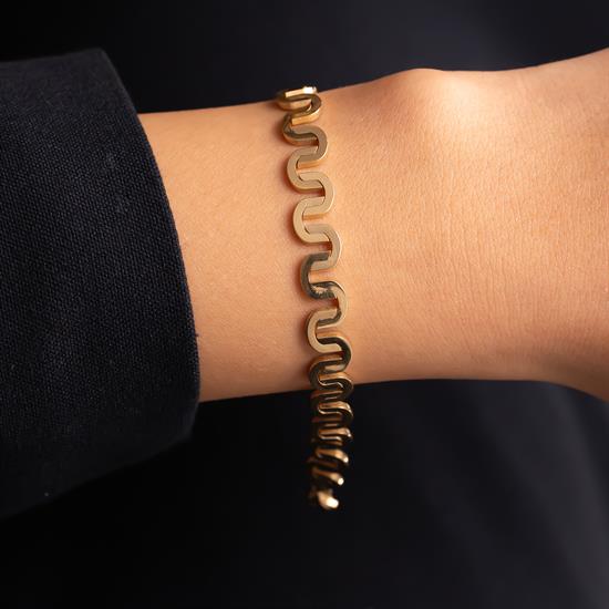 Dalga Model  Altın Bileklik 14 Ayar