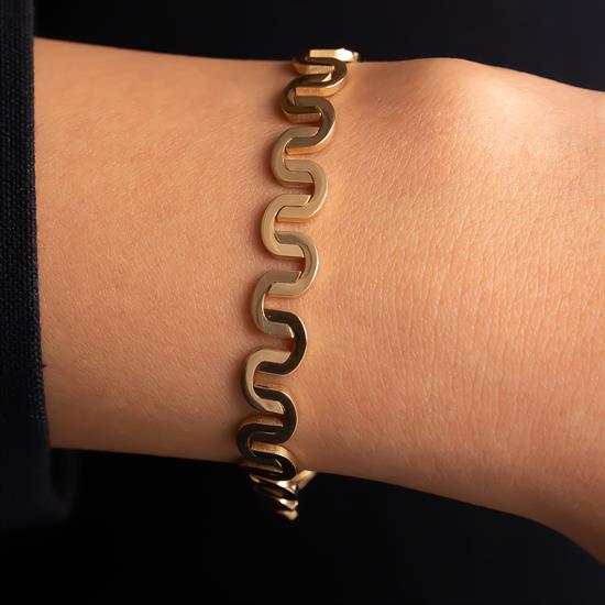 Dalga Model  Altın Bileklik 14 Ayar