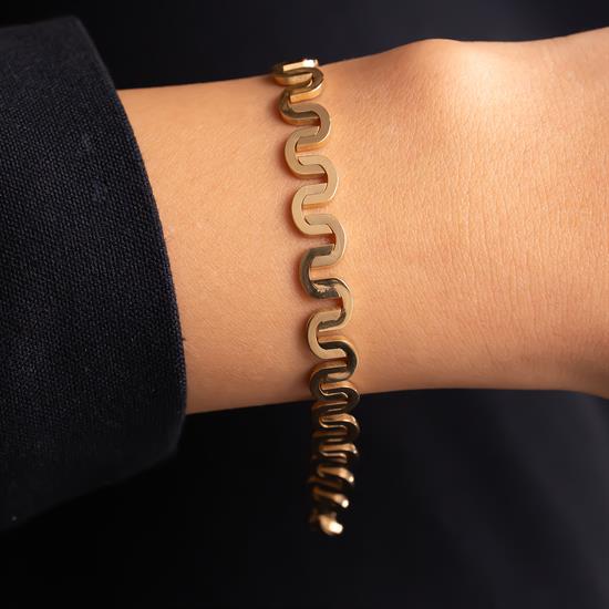 Dalga Model  Altın Bileklik 14 Ayar