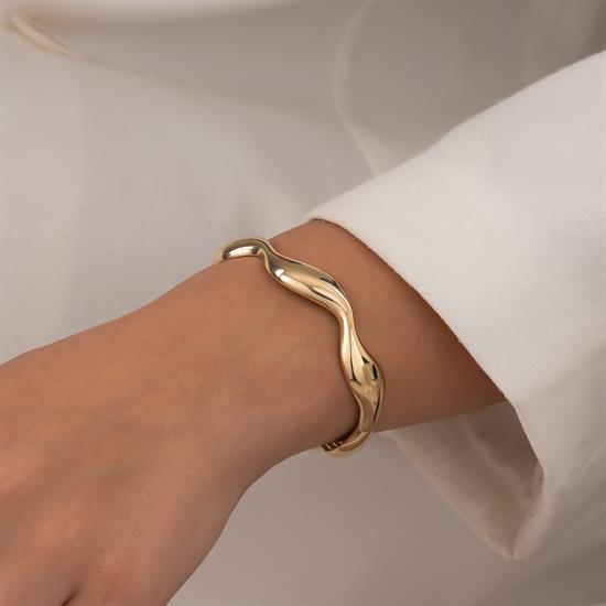 Dalga Model 14 Ayar Altın Kelepçe