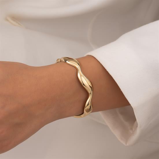 Dalga Model 14 Ayar Altın Kelepçe