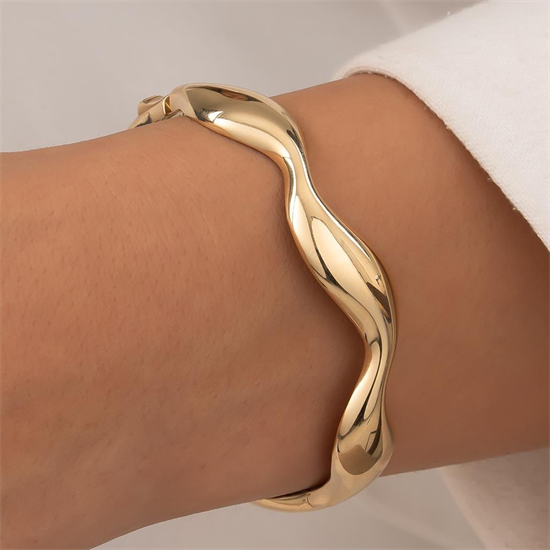 Dalga Model 14 Ayar Altın Kelepçe