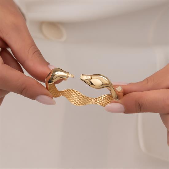 Dalga Model 14 Ayar Altın Kelepçe