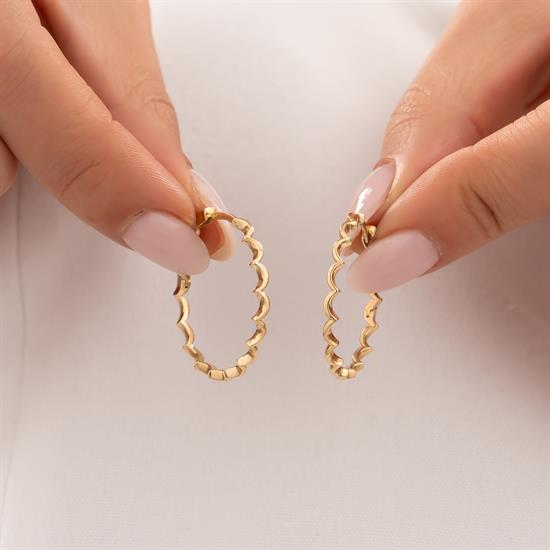 Dalga Model 14 Ayar Altın Küpe