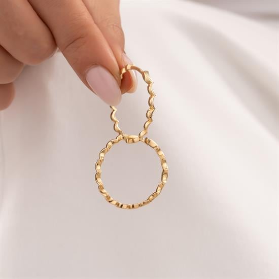 Dalga Model 14 Ayar Altın Küpe