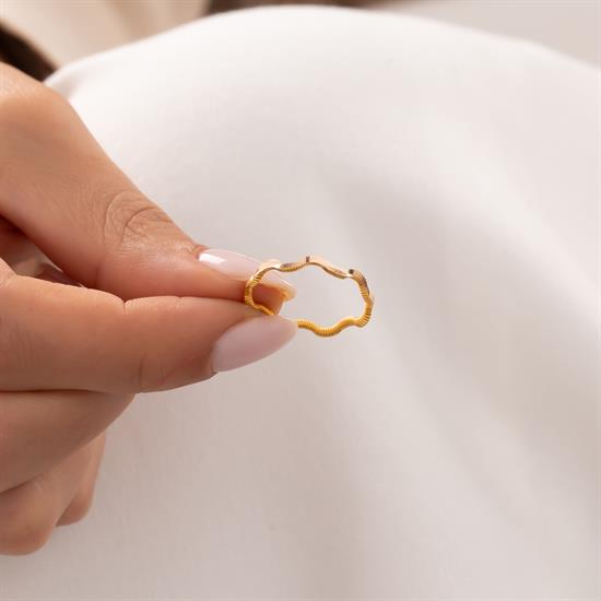 Dalgalı Ajda 14 Ayar Altın Yüzük