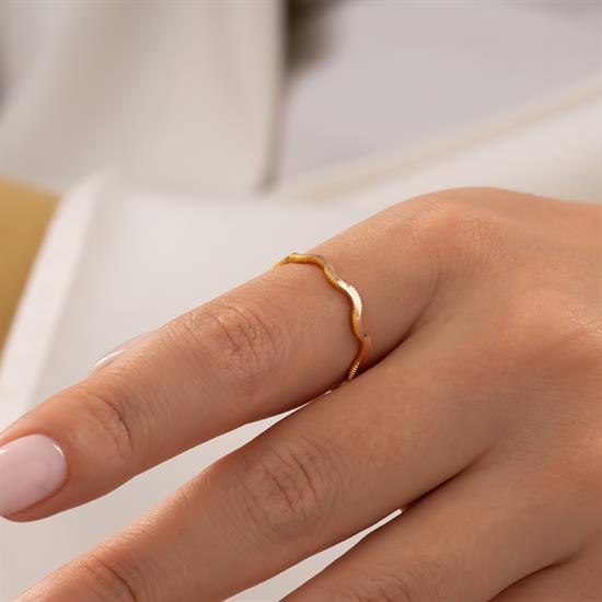 Dalgalı Ajda 14 Ayar Altın Yüzük