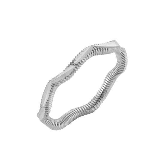 Dalgalı Ajda 14 Ayar Beyaz Altın Yüzük