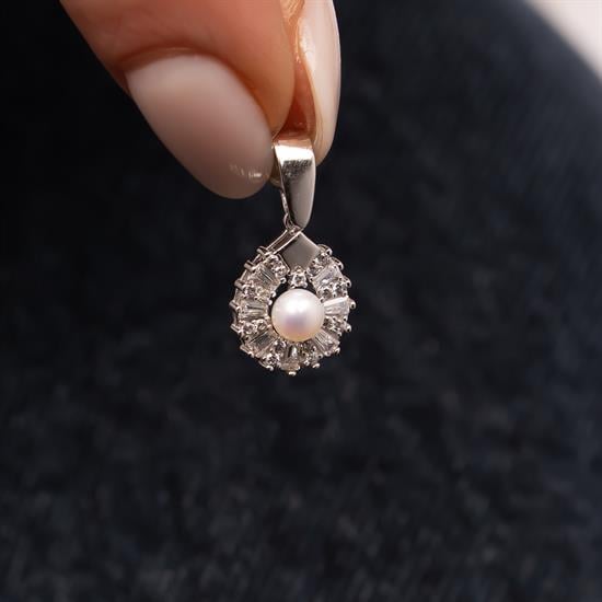 Damla İnci Kolye Ucu 14 Ayar Altın 2 cm