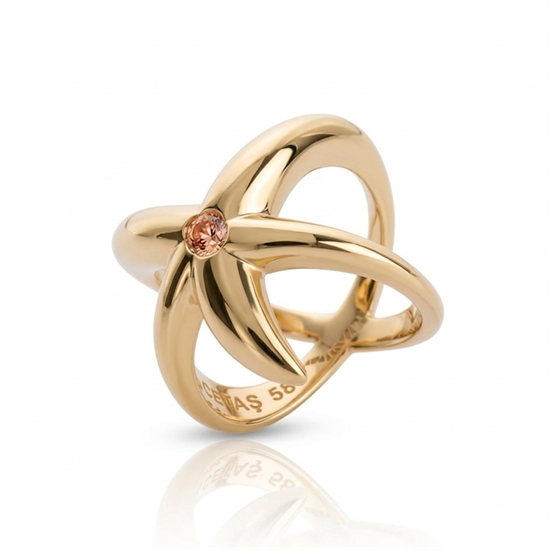 Cetaş Aqualis Renkli Taşlı Yıldız 14 Ayar Altın Yüzük