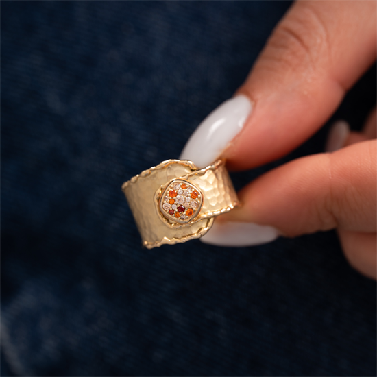 Cetaş Eterna Renkli Taşlı 14 Ayar Altın Yüzük