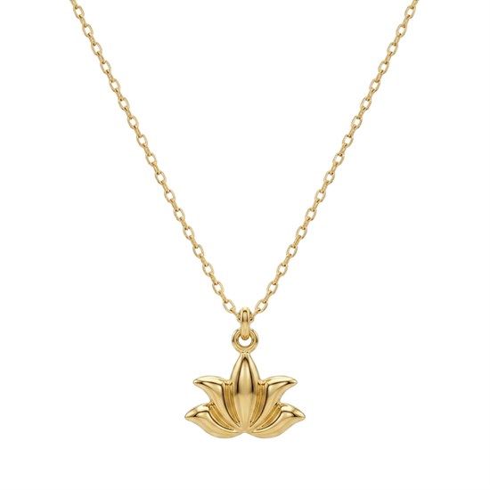 Minimal Lotus Figürlü 14 Ayar Altın Kolye