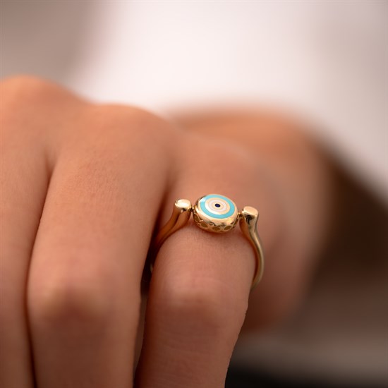 Cetaş Fortuna Nazar Mineli 14 Ayar Altın Yüzük