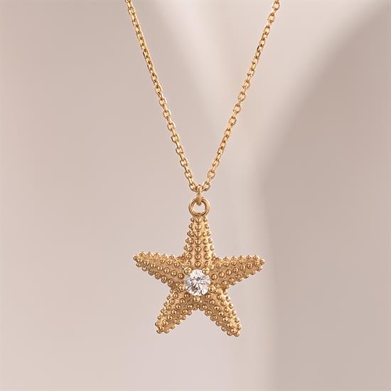 Deniz Yıldızı Tasarım 14 Ayar Altın Kolye