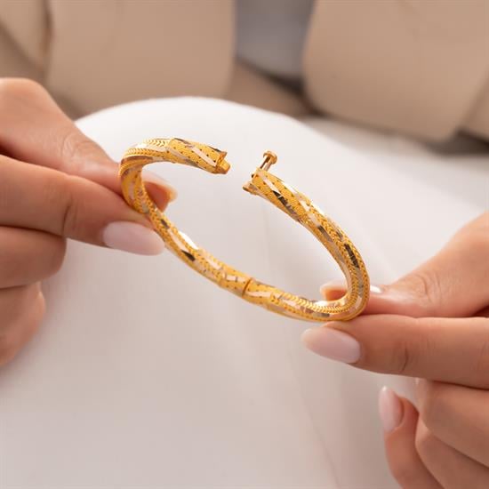 Desenli 14 Ayar Altın Bilezik