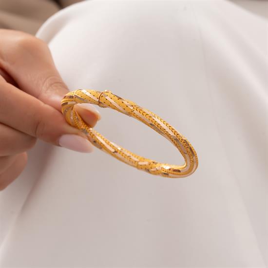 Desenli 14 Ayar Altın Bilezik