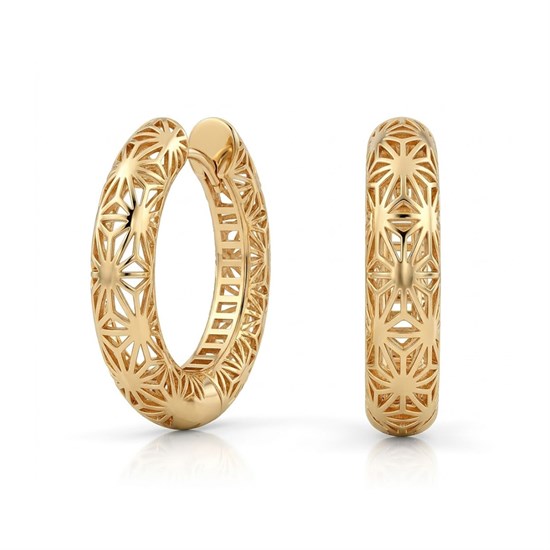 Desenli 14 Ayar Altın Küpe