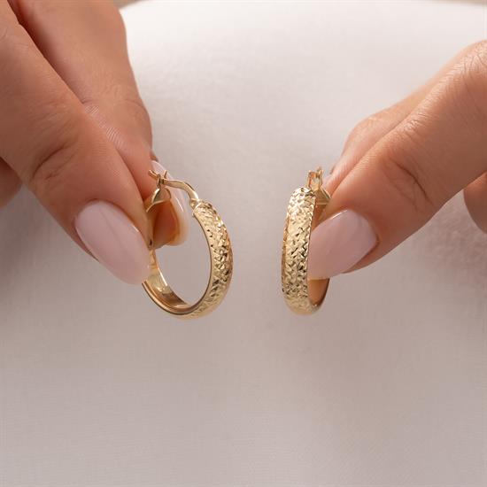 Desenli 14 Ayar Altın Küpe