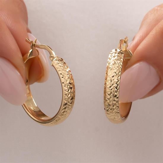 Desenli 14 Ayar Altın Küpe