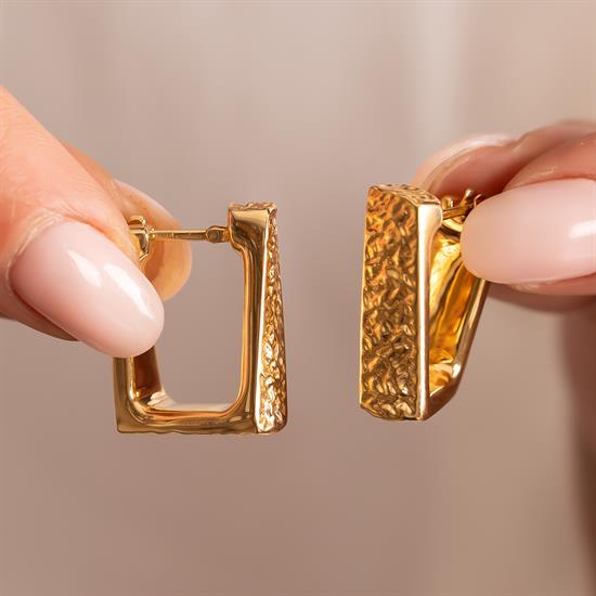 Desenli Model 14 Ayar Altın Küpe