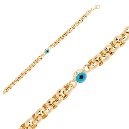 Doç Tek Nazar Boncuk 14 Ayar Altın Bileklik