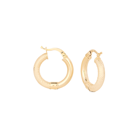 Dokulu Halka Küpe 14 Ayar Altın