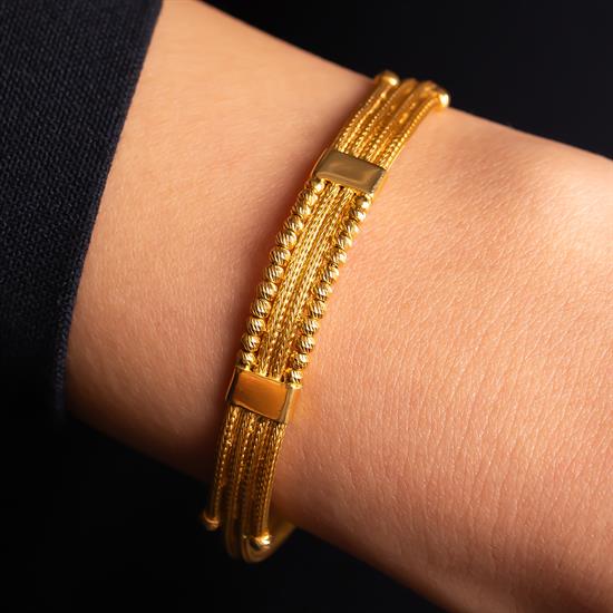 Dorika Detaylı Hasır 14 Ayar Altın Bileklik