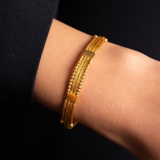 Dorika Detaylı Hasır 14 Ayar Altın Bileklik