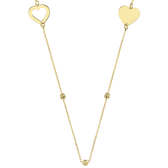 Dorika Detaylı Kalp 14 Ayar Altın Kolye