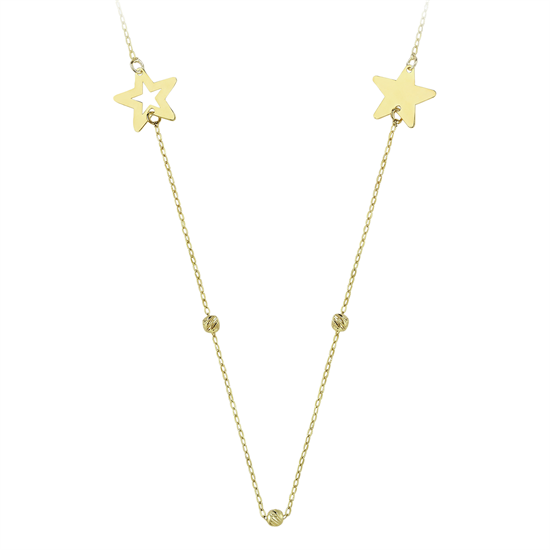 Dorika Detaylı Yıldız 14 Ayar Altın Kolye