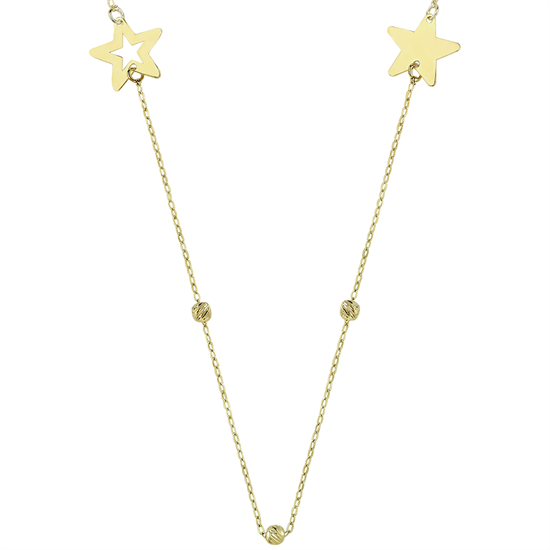 Dorika Detaylı Yıldız 14 Ayar Altın Kolye
