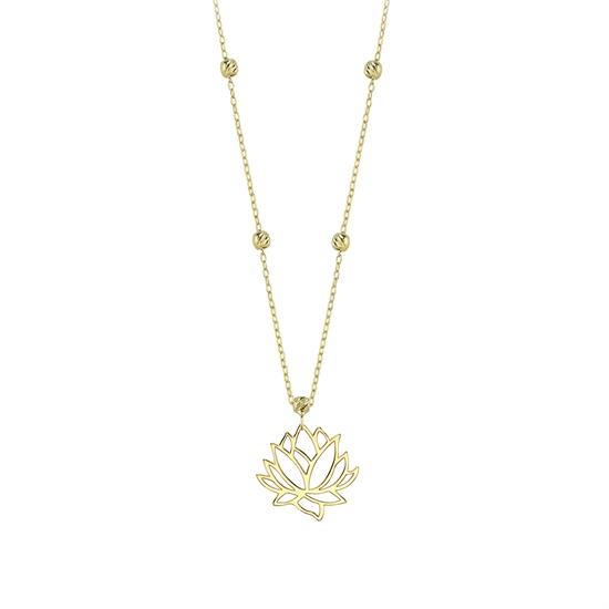 Dorikalı Lotus Çiçeği 14 Ayar Altın Kolye