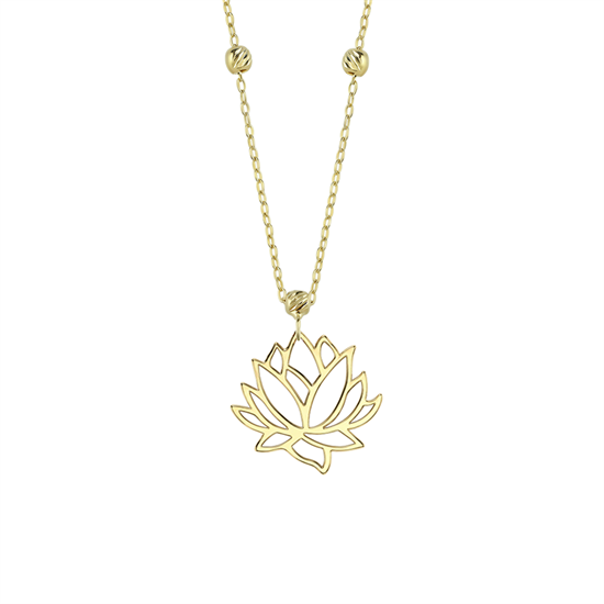 Dorikalı Lotus Çiçeği 14 Ayar Altın Kolye