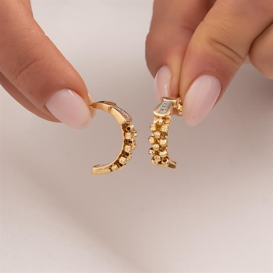 Dorikalı Taşlı 14 Ayar Altın Küpe