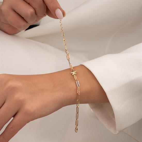 Dorikalı Yıldız 14 Ayar Altın Bileklik