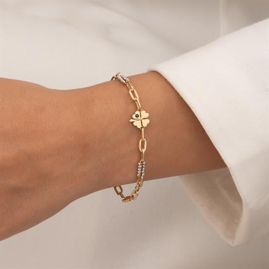 Dorikalı Yonca 14 Ayar Altın Bileklik