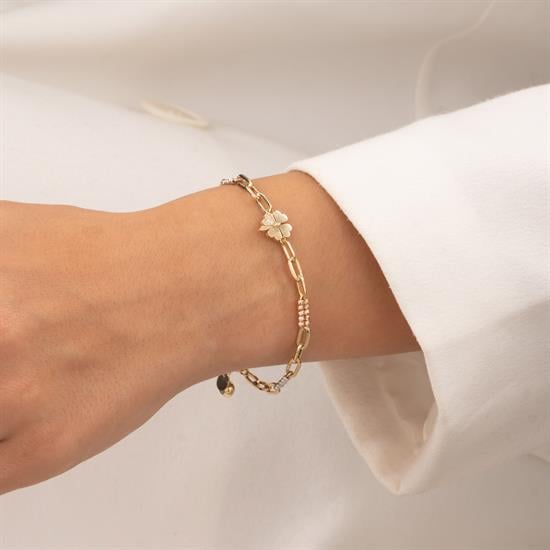 Dorikalı Yonca Altın Bileklik 14 Ayar