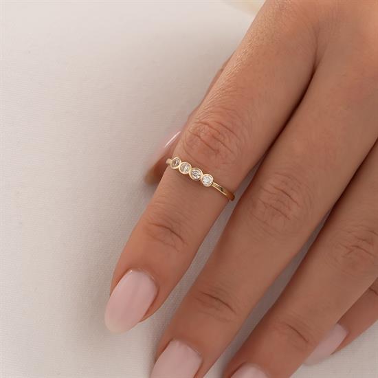 Dört Taşlı 14 Ayar Altın Yüzük