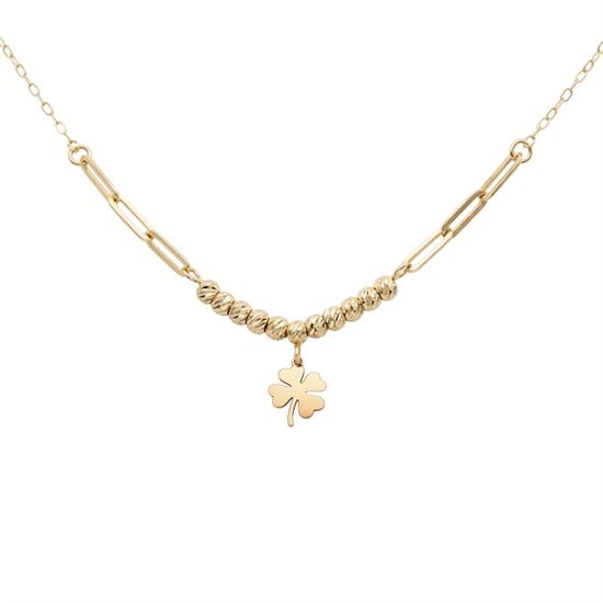 Dört Yapraklı Yonca 14 Ayar Altın Minimal Kolye