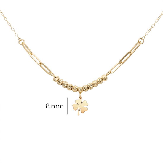 Dört Yapraklı Yonca 14 Ayar Altın Minimal Kolye