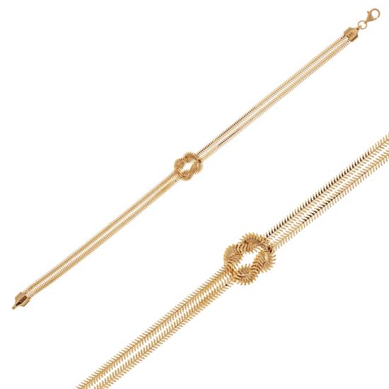 Düğümlü Balıksırtı Model 14 Ayar Altın Bileklik