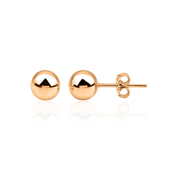 Düz Rose Top Küpe 14 Ayar Altın