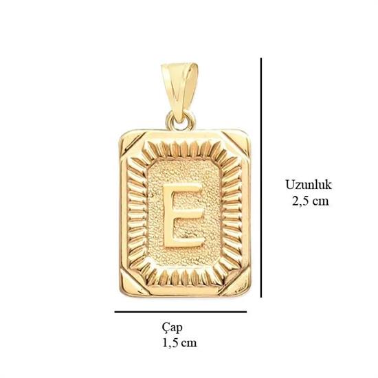 E Harfi 14 Ayar Altın Kolye Ucu