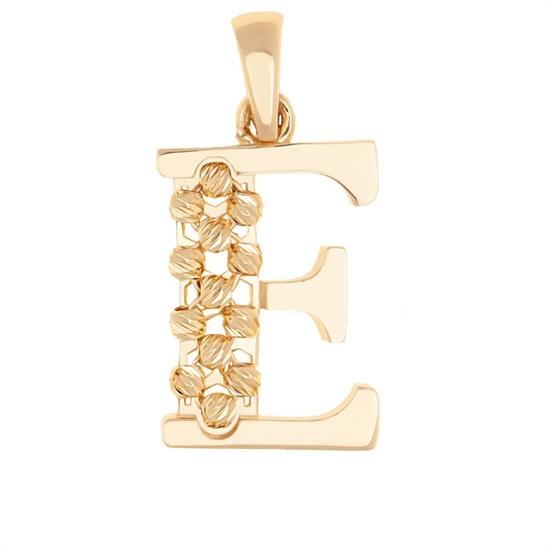 E Harfi Dorika Toplu 14 Ayar Altın Kolye Ucu