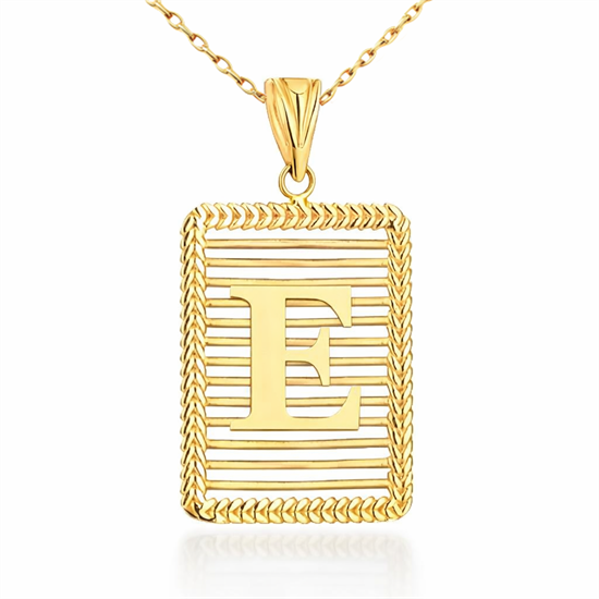 E Harfi Izgara Model 14 Ayar Kolye Ucu